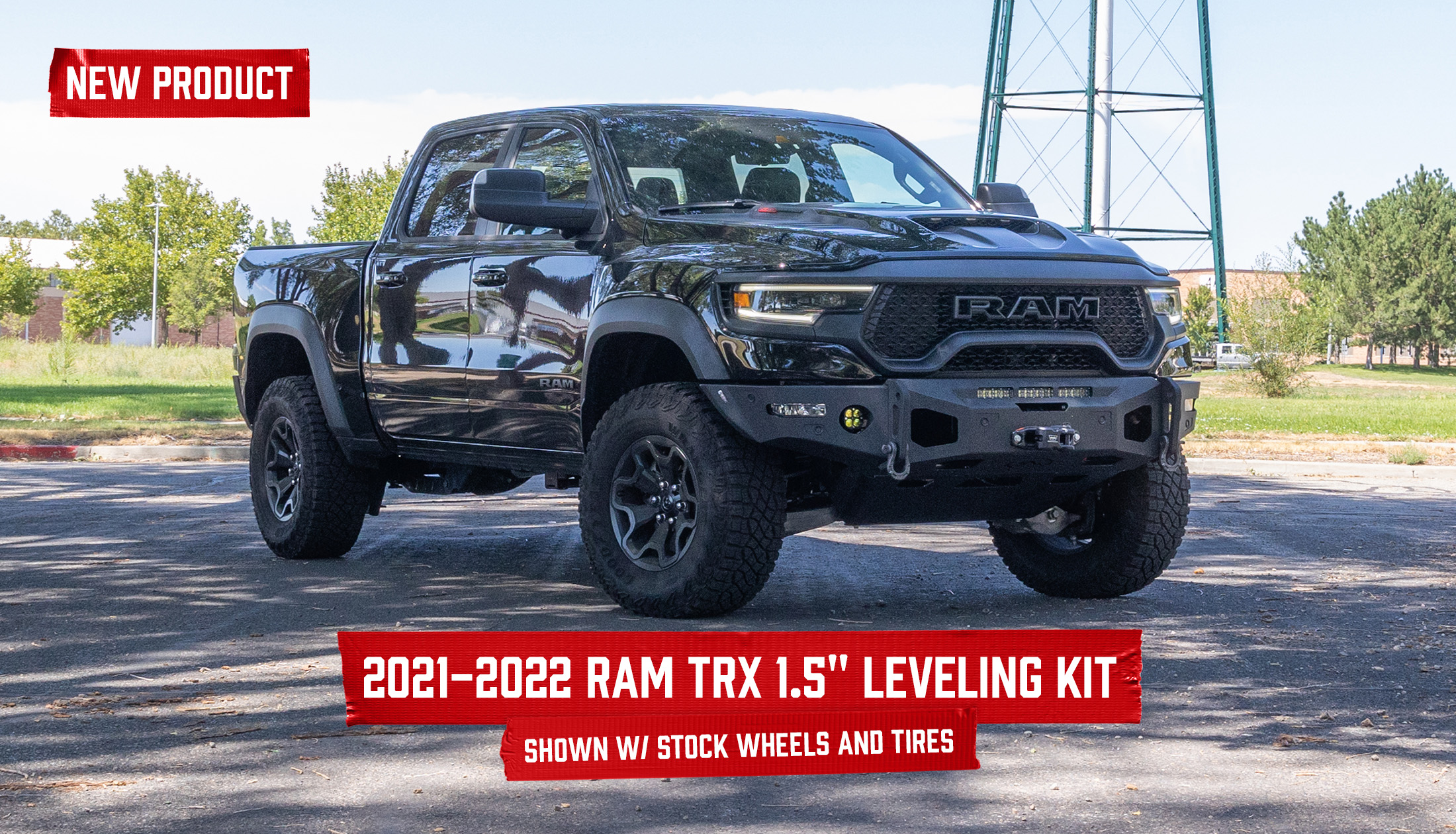 ReadyLIFT offers a new leveling kit to properly enhance the stance and driving quality of the 2021-2022 Ram 1500 TRX. The 66-11150 kit provides 1.5" of front leveling lift. Like the body design and monster powertrain, the suspension of the new Ram TRX features some unique elements that require a different leveling solution than a traditional Ram 1500 would typically receive. These differences were tackled by our engineers. As a result, we now offer a CNC machined billet Aluminum construction leveling kit. Features and Benefits: • 2021-2022 Ram 1500 TRX 1.5-inch Leveling Kit • Front pre-load spacer kit • CNC machined billet Aluminum construction • Max tire: 35x12.50 on a 20x9 +18 offset NOTE: This kit fits Ram 1500 TRX only. Not for use on Ram 1500 TRX equipped with aftermarket coilovers. The use of pre-load spacer technology to achieve front lift is safe and effective; however, this method may deliver a firmer ride than the factory tuning.