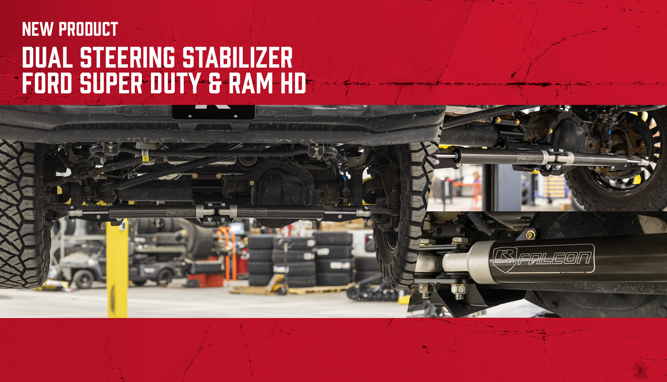 ReadyLIFT Now Offers Heavy-Duty Falcon Dual Steering Stabilizer Kits for Super Duty and Ram HD Trucks