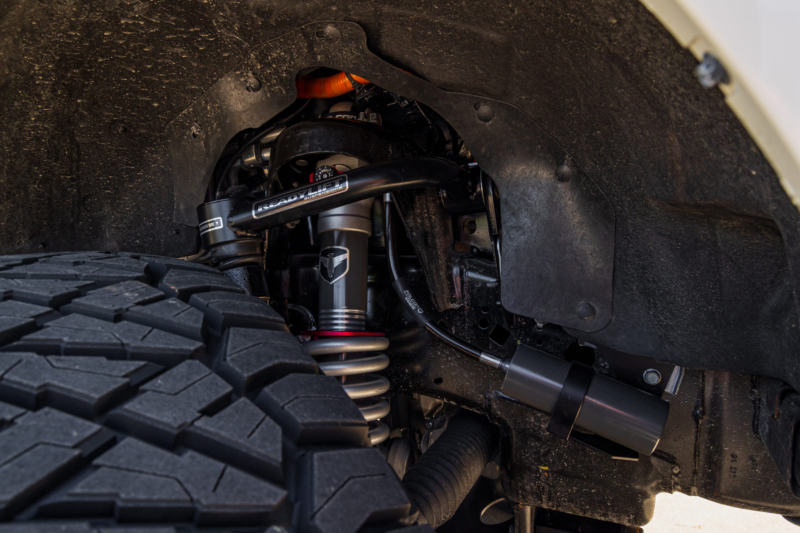 ReadyLIFT MAX3.3 front suspension detail on Ford F-150