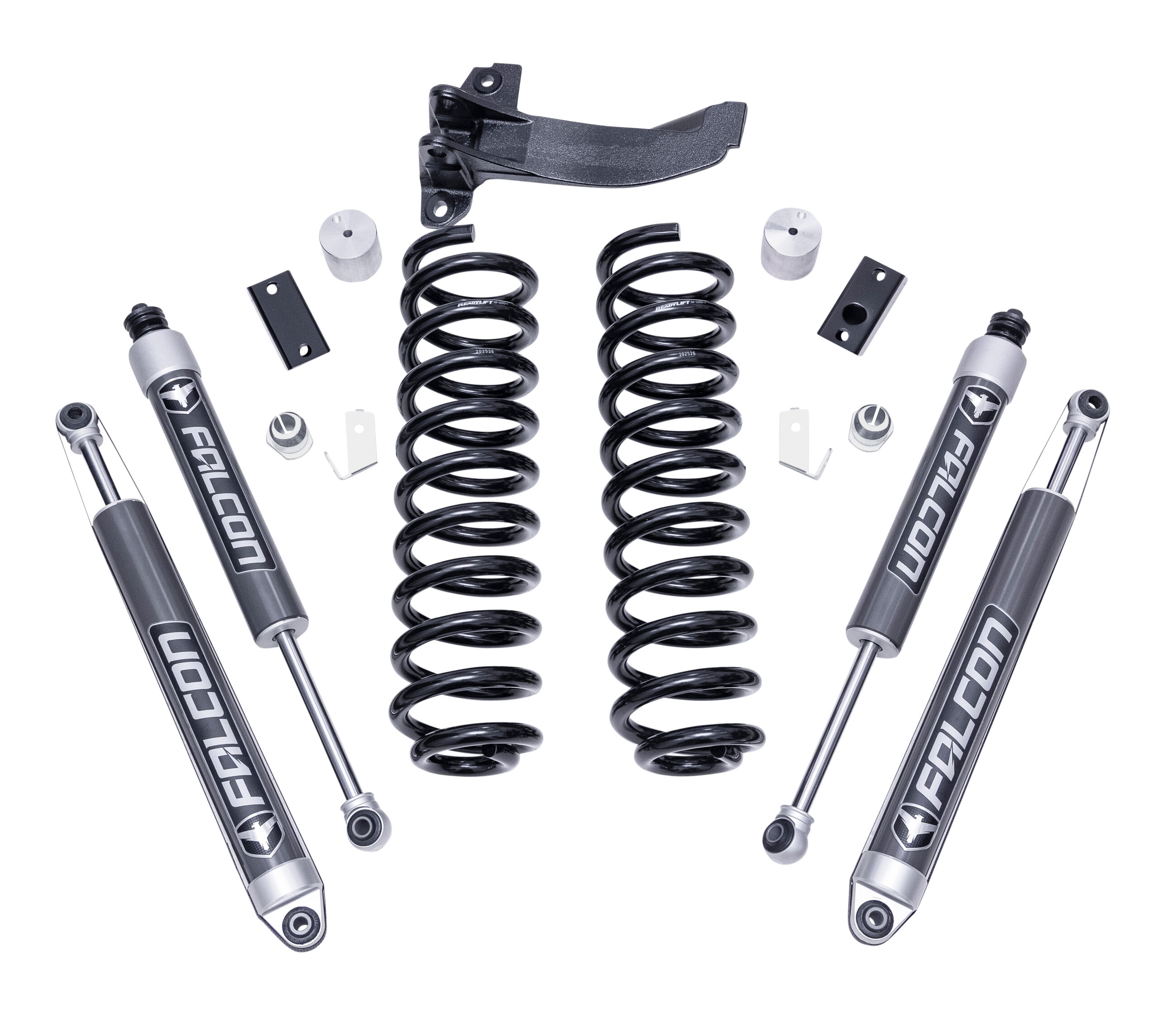 ReadyLIFT 46-27291 2.5-inch coil spring leveling kit with Falcon 2.1 shocks for the 2011-2016 Ford Super Duty