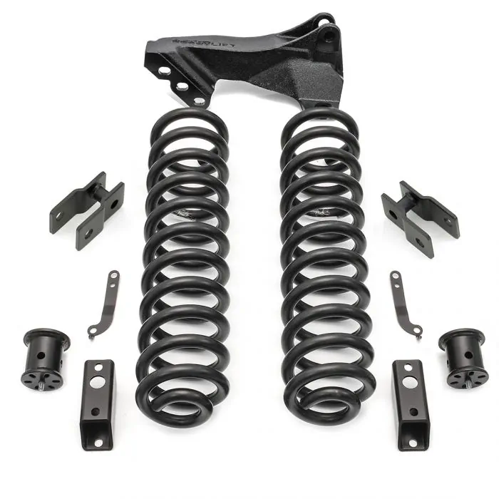 46-20252 – 2020-2022 FORD F250/F350 Diesel 4WD 2.5" Coil Spring Front Lift Kit with shock extensions and Rear Shocks and Front Track Bar Bracket. 